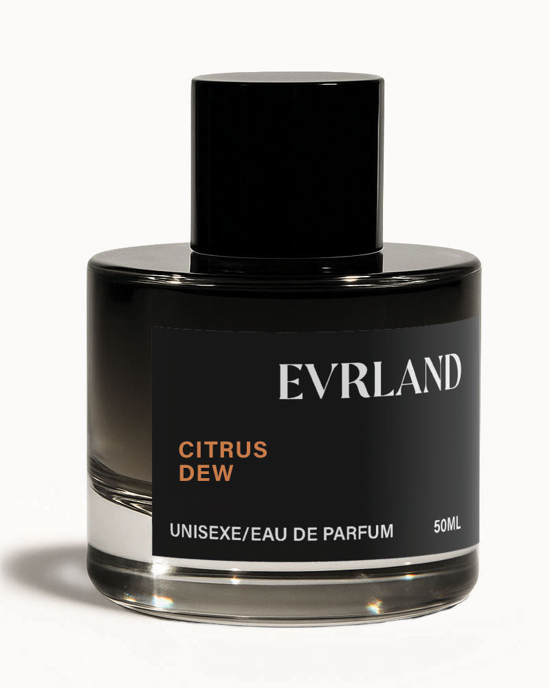 Evrland Citrus Dew perfume bottle on a white background